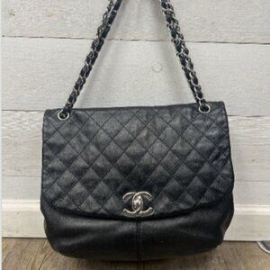 Chanel Lambskin Quilted Large Trianon Messenger Flap black